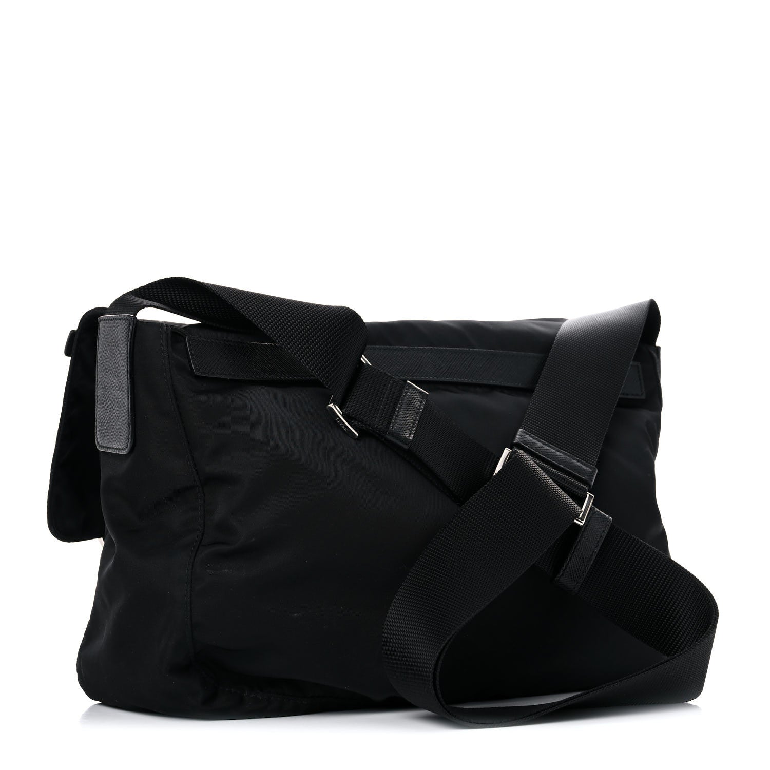 Prada Tessuto Nylon Saffiano Messenger Bag Black 3 of 15