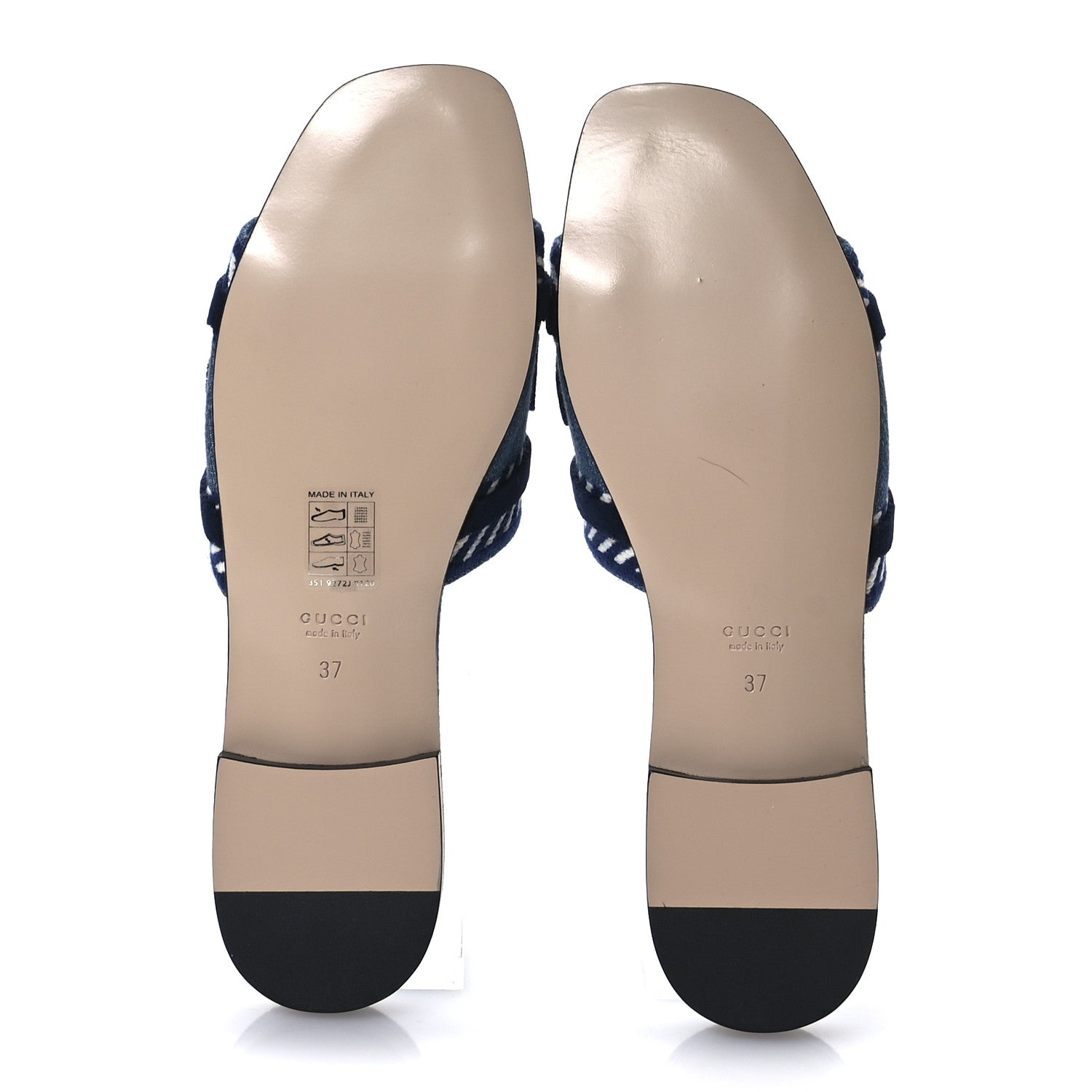 Gucci Plain Spain Denim Logo Slide Sandals 37 Light Blue 6 of 9