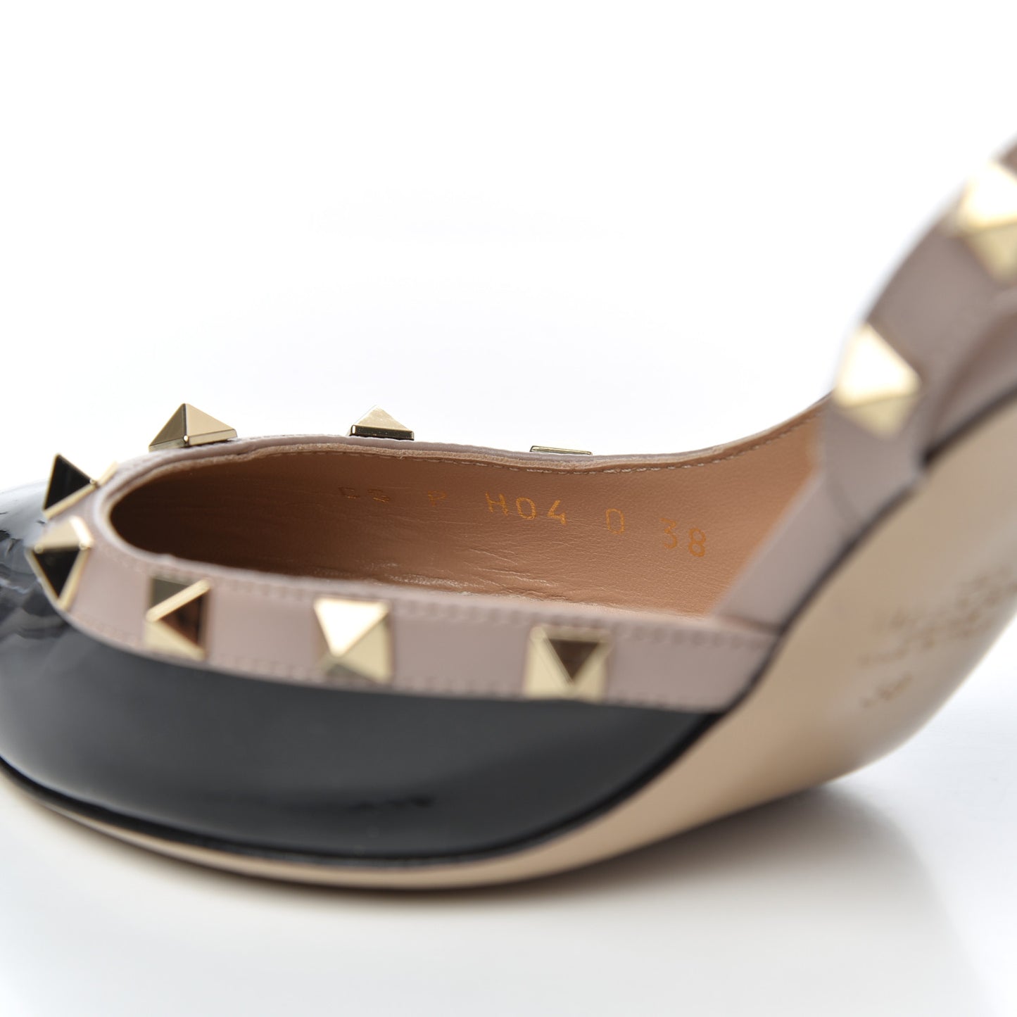 Patent Rockstud Half D'Orsay Slingback 85mm Pumps 38 Black Poudre