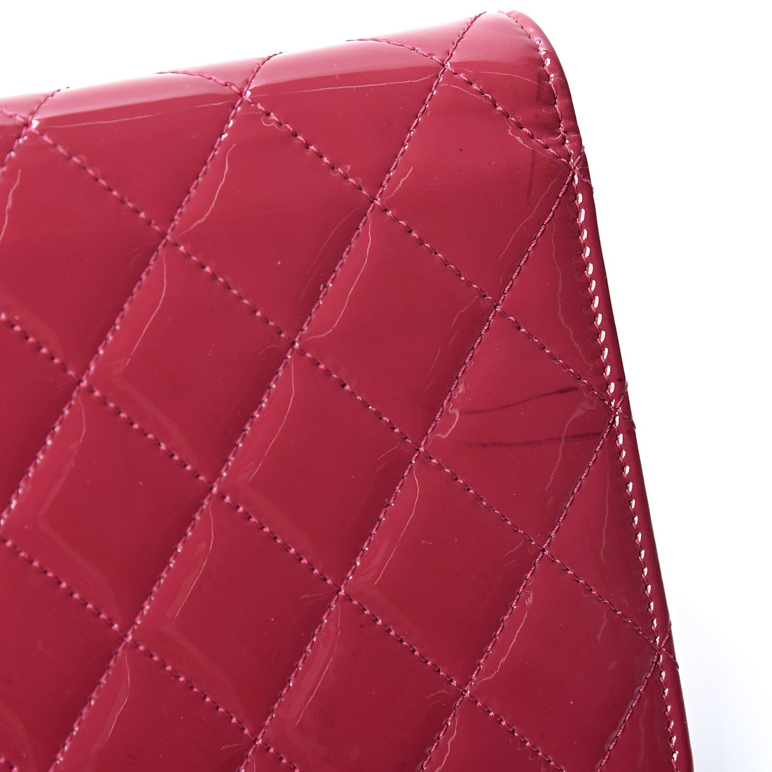 Chanel Patent Quilted Brilliant Wallet On Chain WOC Dark Pink 9 of 12