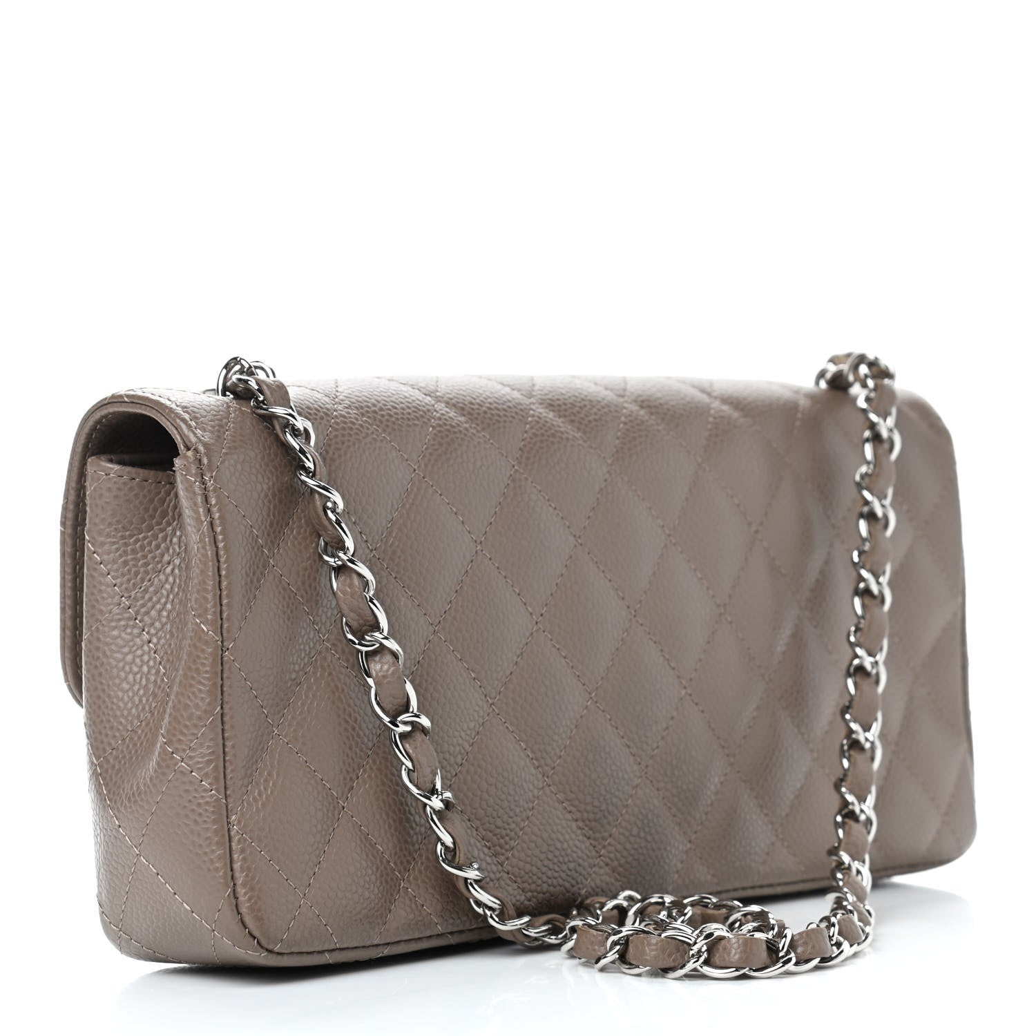 Chanel Caviar East West Flap Bag Taupe 2 of 12