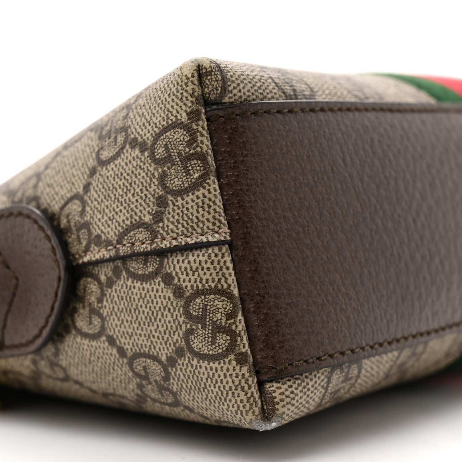 Gucci GG Supreme Monogram Textured Dollar Calfskin Web Small Ophidia Dome Shoulder Bag Beige Ebony New Acero 9 of 11