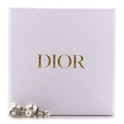 Christian Dior Pearl Crystal Tribal CD Drop Earrings Silver 6 of 6