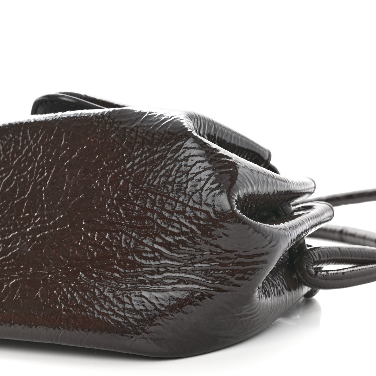 Patent Deerskin Small Beak Triangle Flap Shoulder Bag Fondant