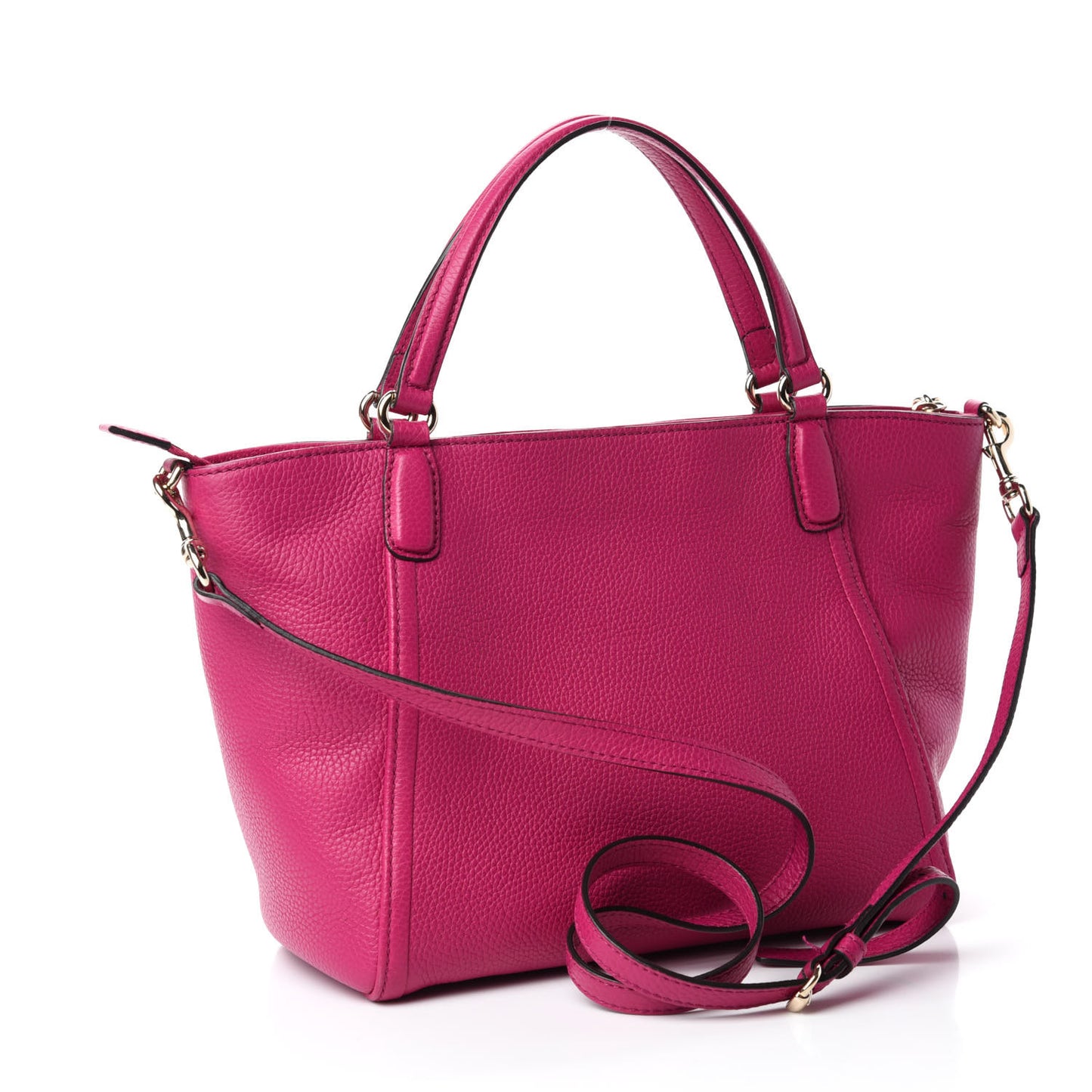 Pebbled Calfskin Small Soho Top Handle Bag Bright Bougainvillea