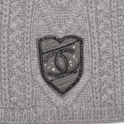 Chanel Cashmere Crystal Sequin CC Scarf Grey 6 of 9