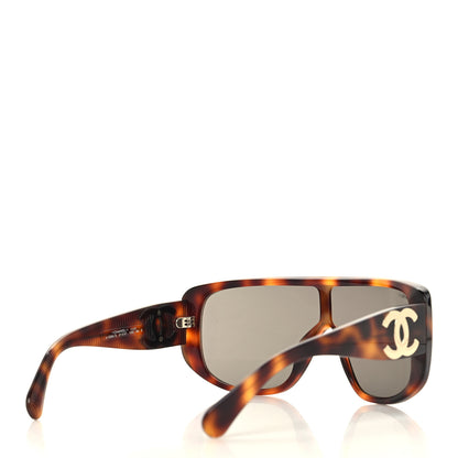 Chanel Acetate Shield Sunglasses 1295 Tortoise 3 of 7