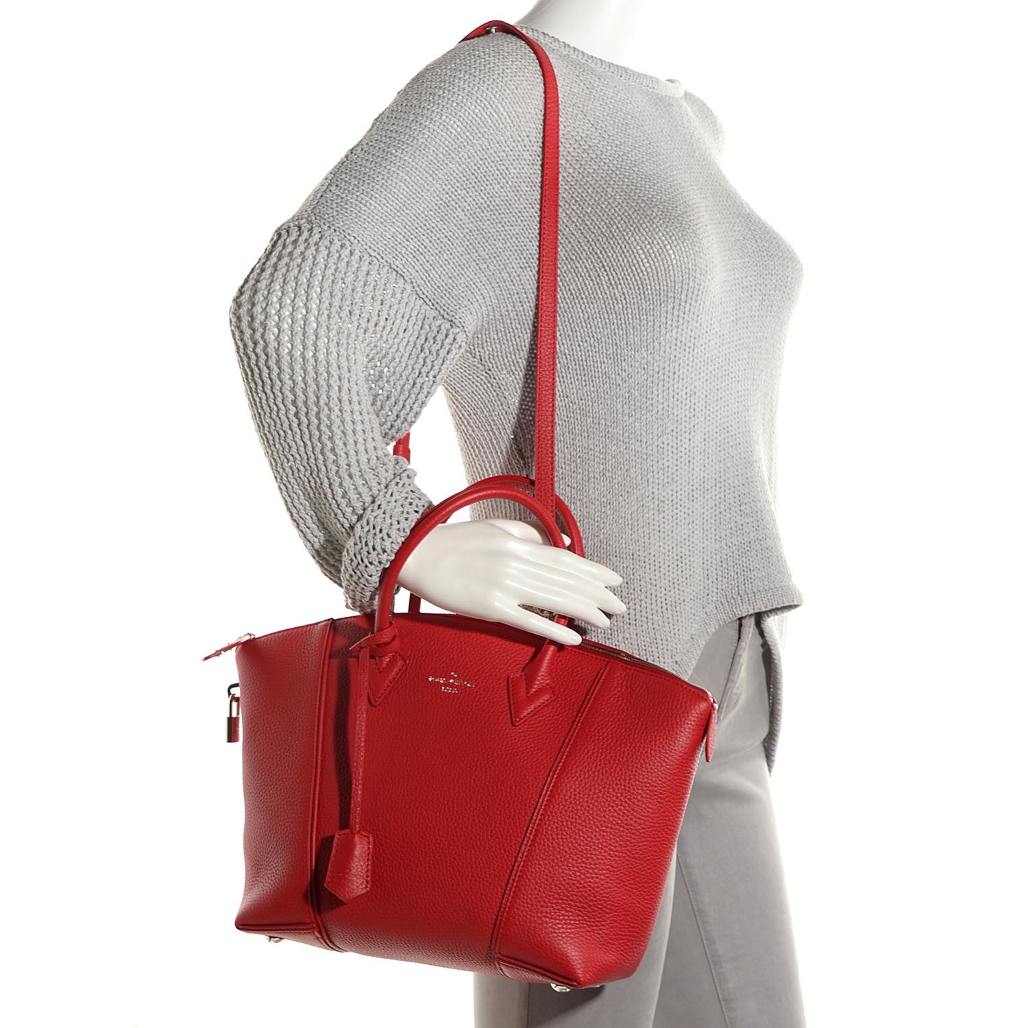 Louis Vuitton Cuir Taurillon Soft Lockit PM Rubis 2 of 7