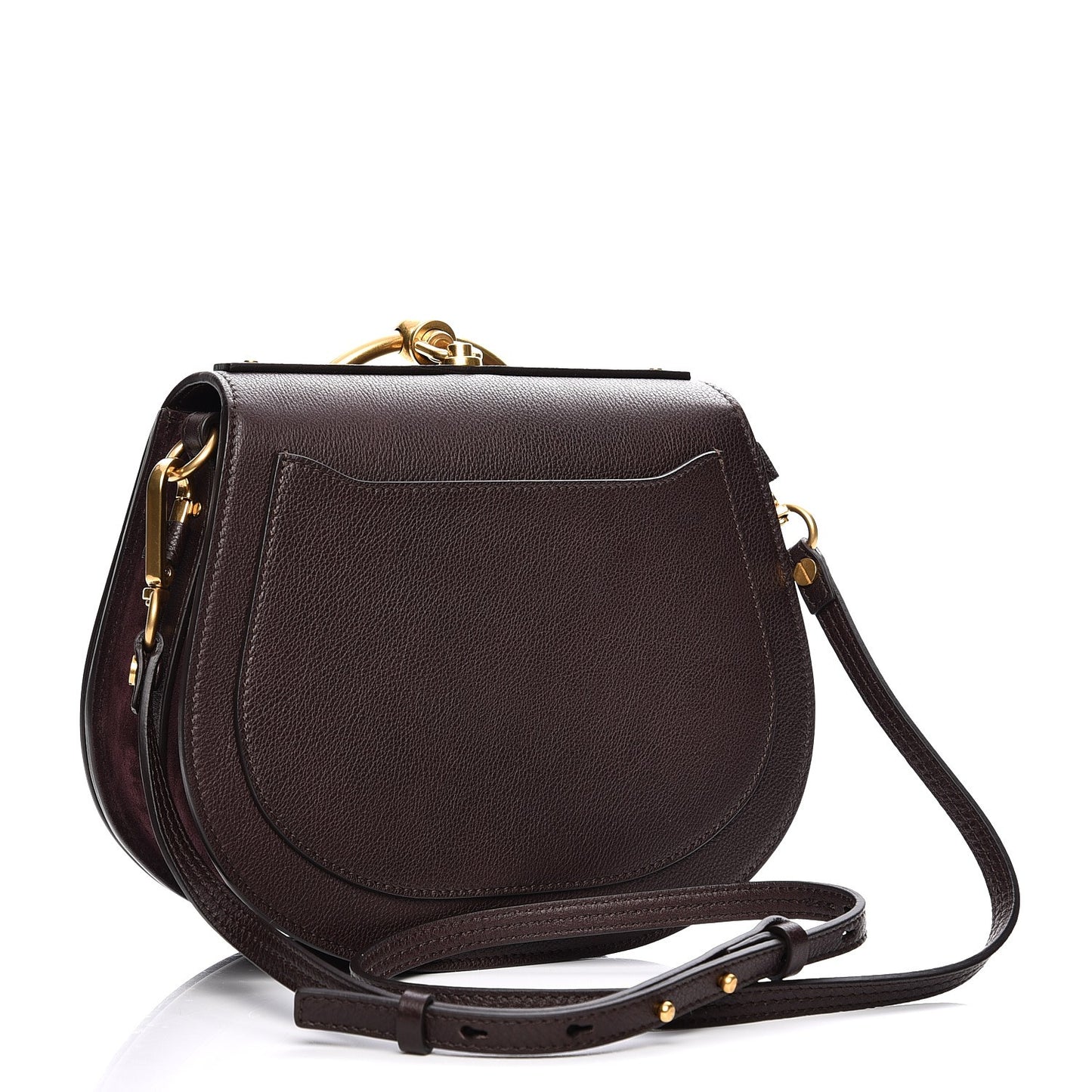Calfskin Suede Medium Nile Bracelet Bag Carbon Brown
