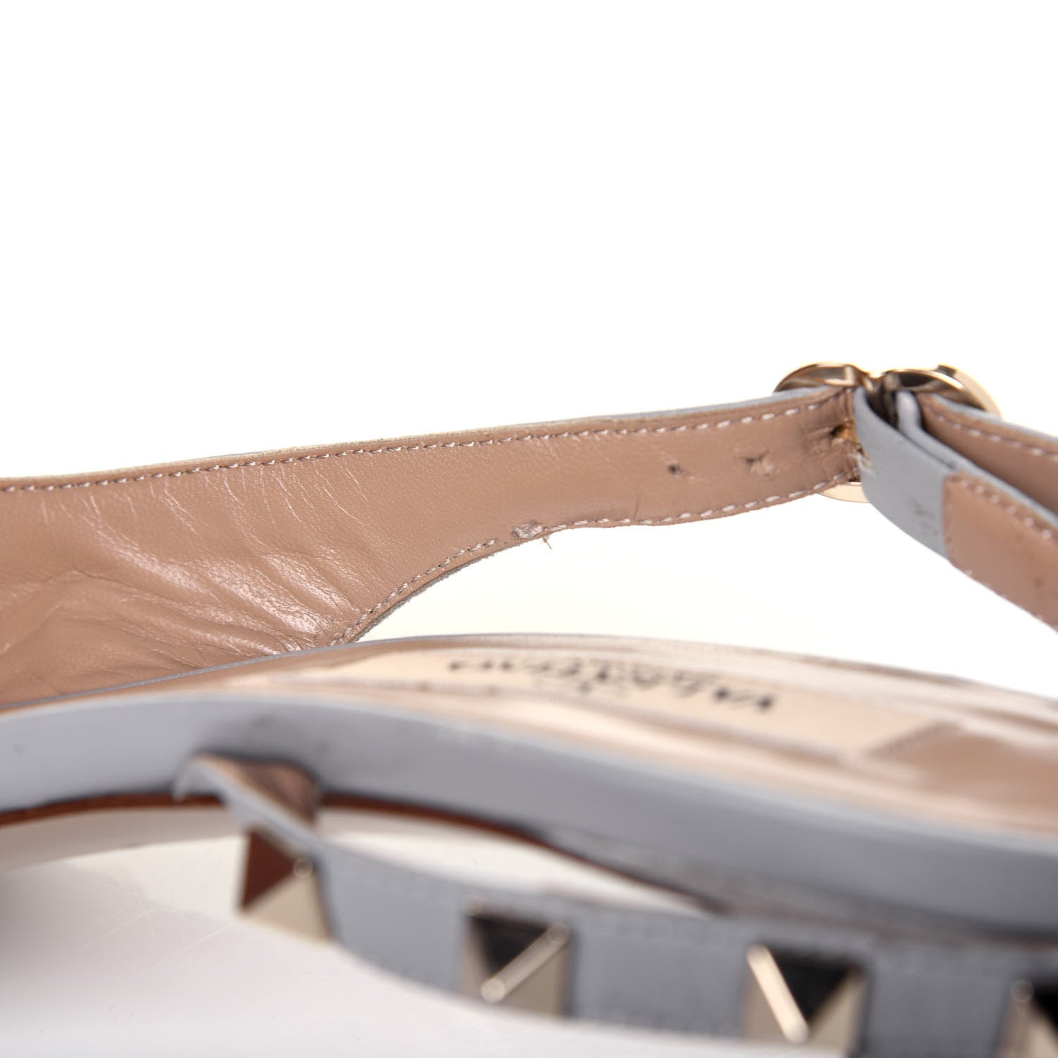 Valentino Garavani Suede Nappa Rockstud Half D'Orsay Slingback 50mm Pumps 37 Pastel Grey 13 of 17
