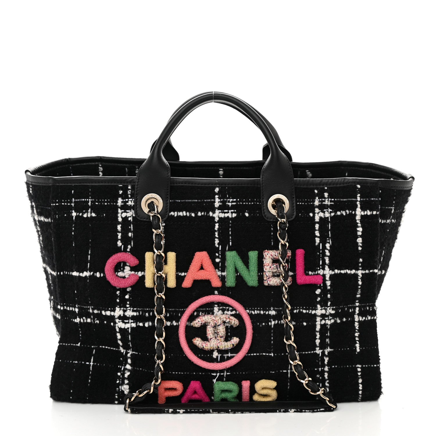 Chanel Tweed Medium Deauville Tote Black White Multicolor 3 of 15