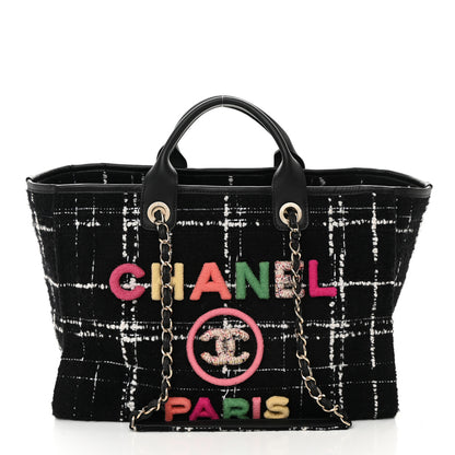Chanel Tweed Medium Deauville Tote Black White Multicolor 3 of 15