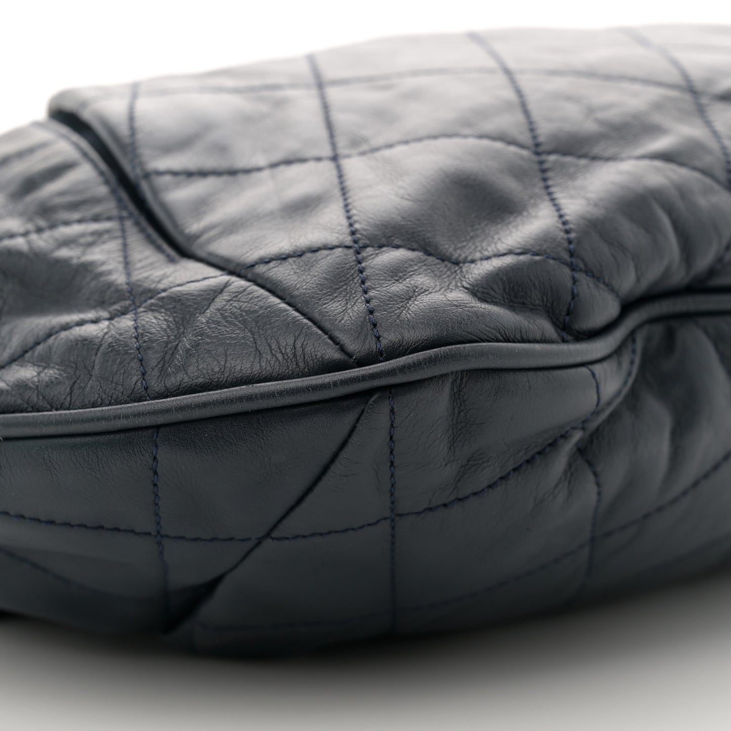 Calfskin Coco Pleats Hobo Dark Blue