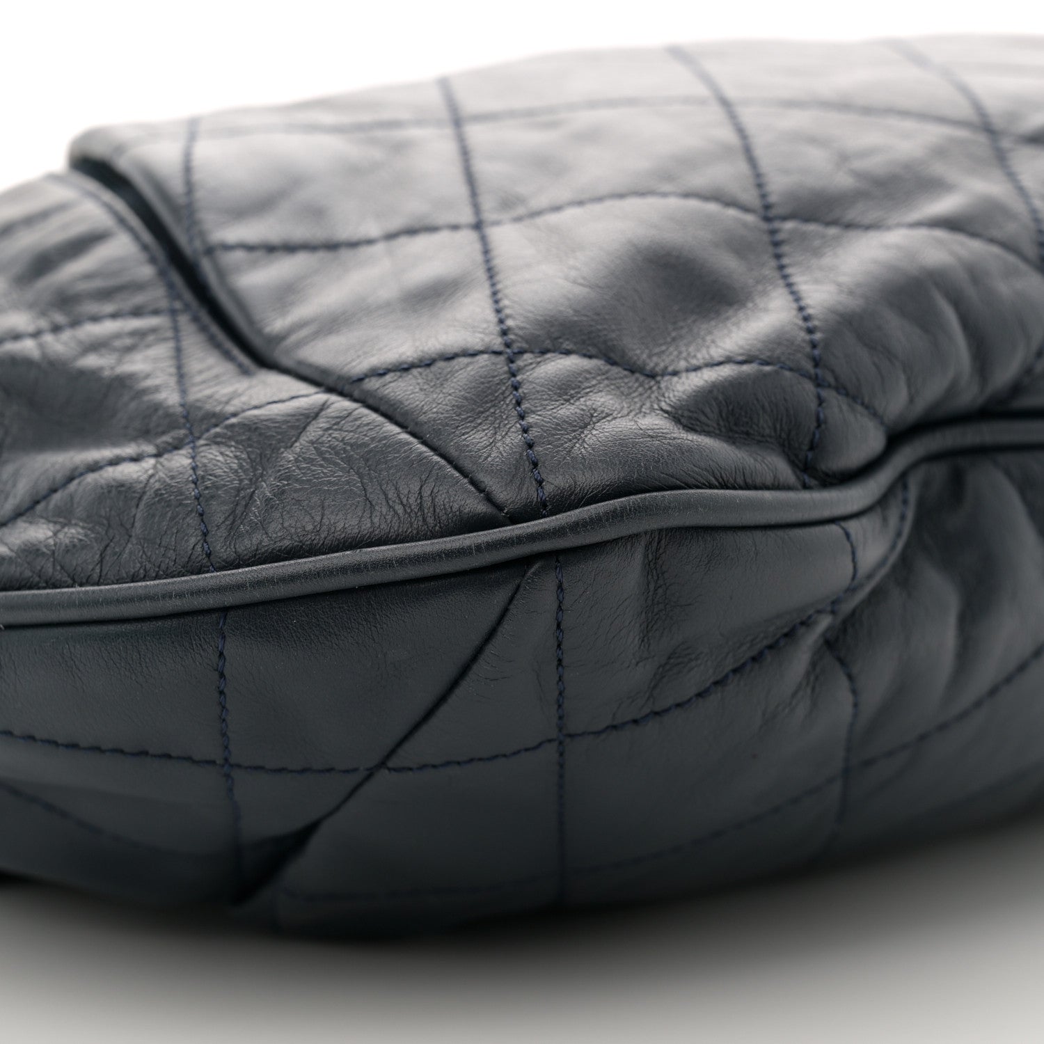Chanel Calfskin Coco Pleats Hobo Dark Blue 9 of 11