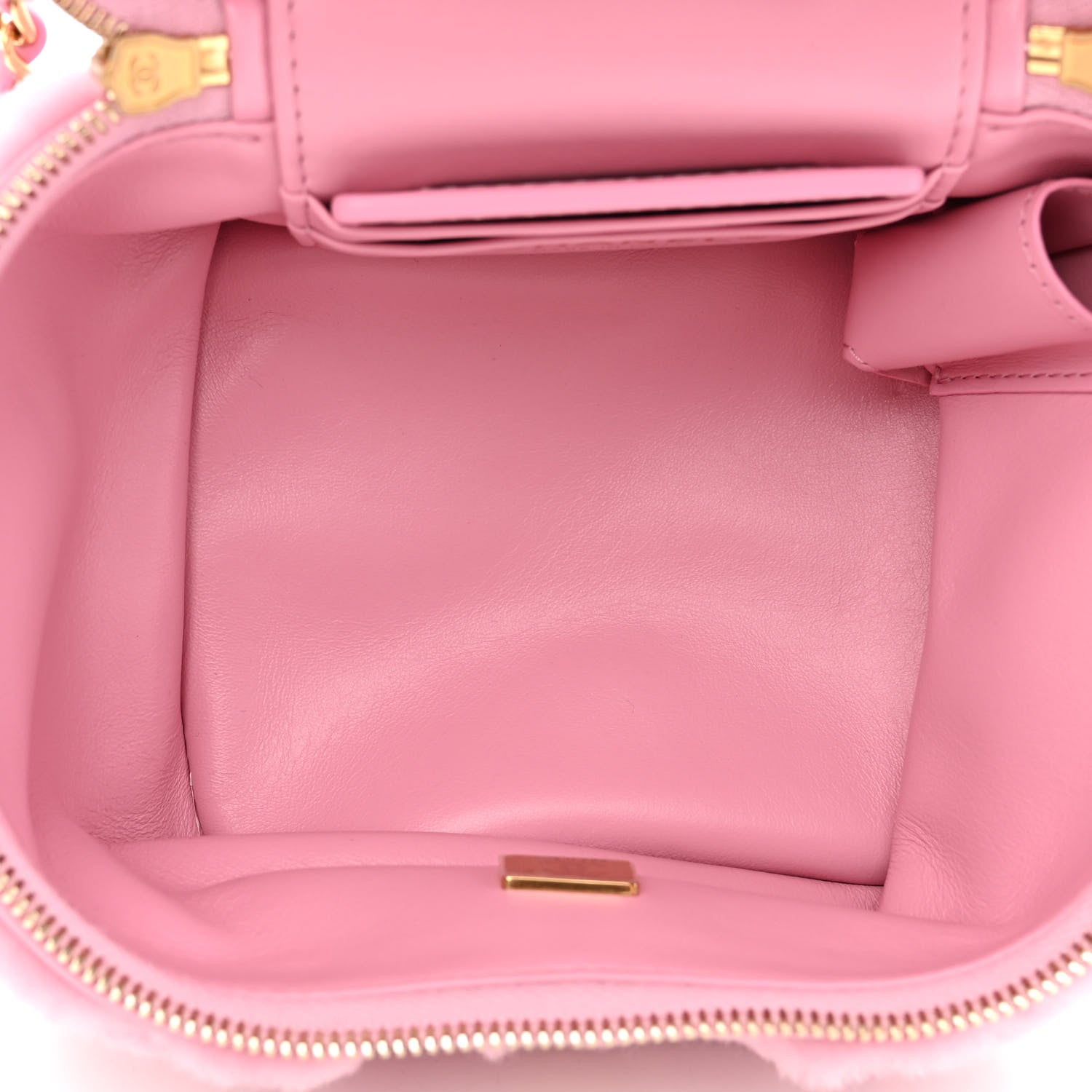 Chanel Shearling Lambskin Quilted Small CC Vanity Case Pink 5 of 10