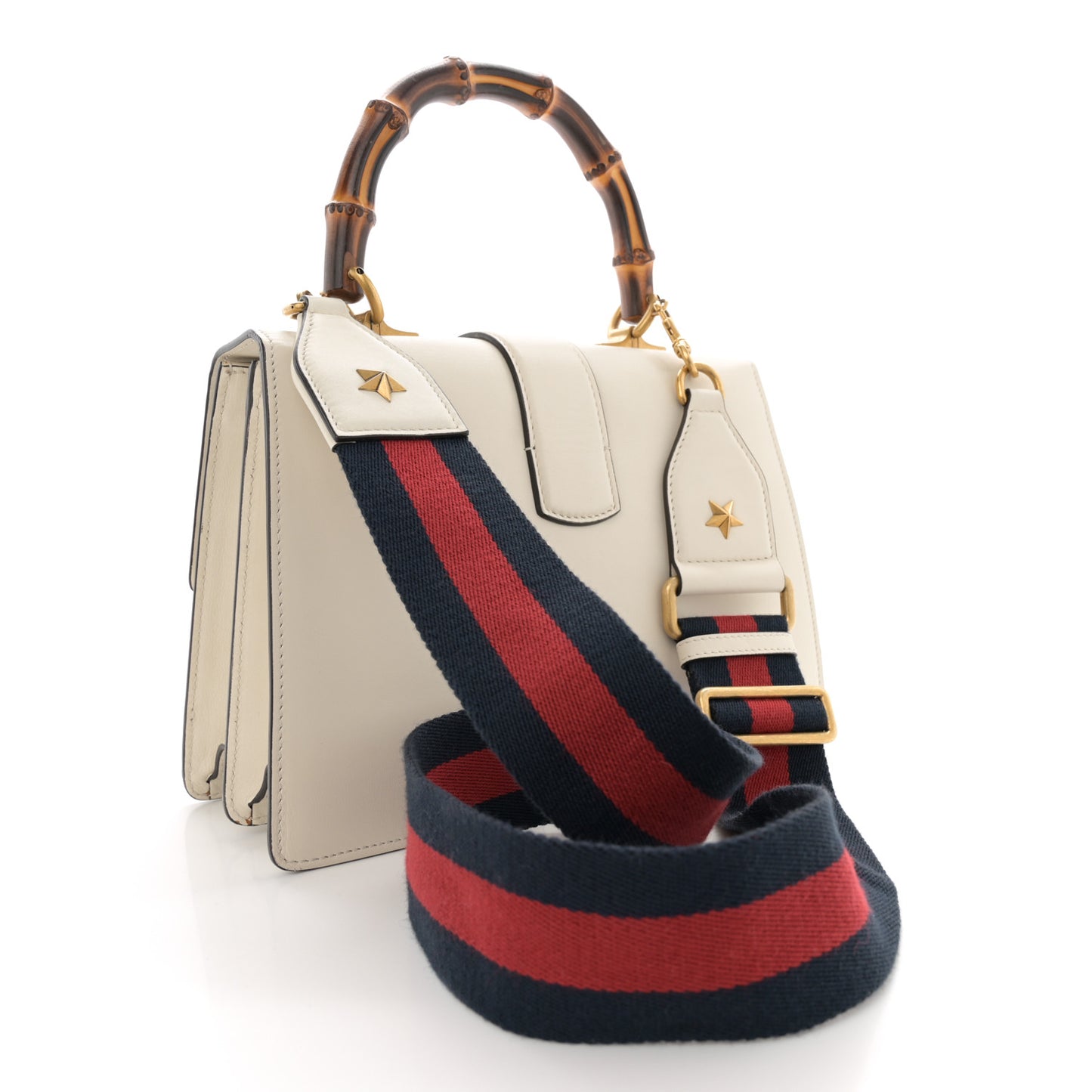 Calfskin Bamboo Web Medium Dionysus Top Handle Bag White Blue Hibiscus Red