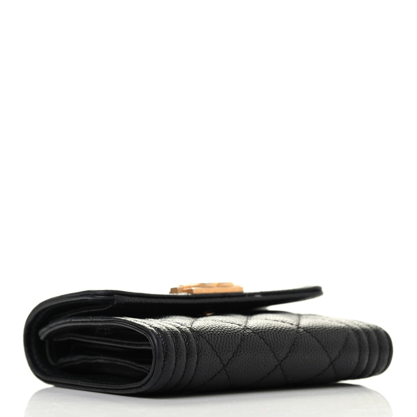 Caviar Quilted Compact Boy Wallet Black