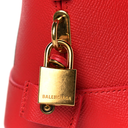 Balenciaga Signature Grained Calfskin Logo S Ville Top Handle Bag Rouge Coquelicot Black 12 of 19