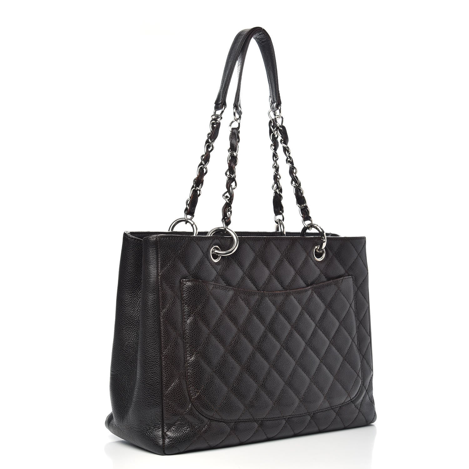 Chanel Caviar Quilted Grand Shopping Tote GST Dark Brown 3 of 15