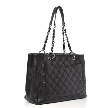 Chanel Caviar Quilted Grand Shopping Tote GST Dark Brown 3 of 15