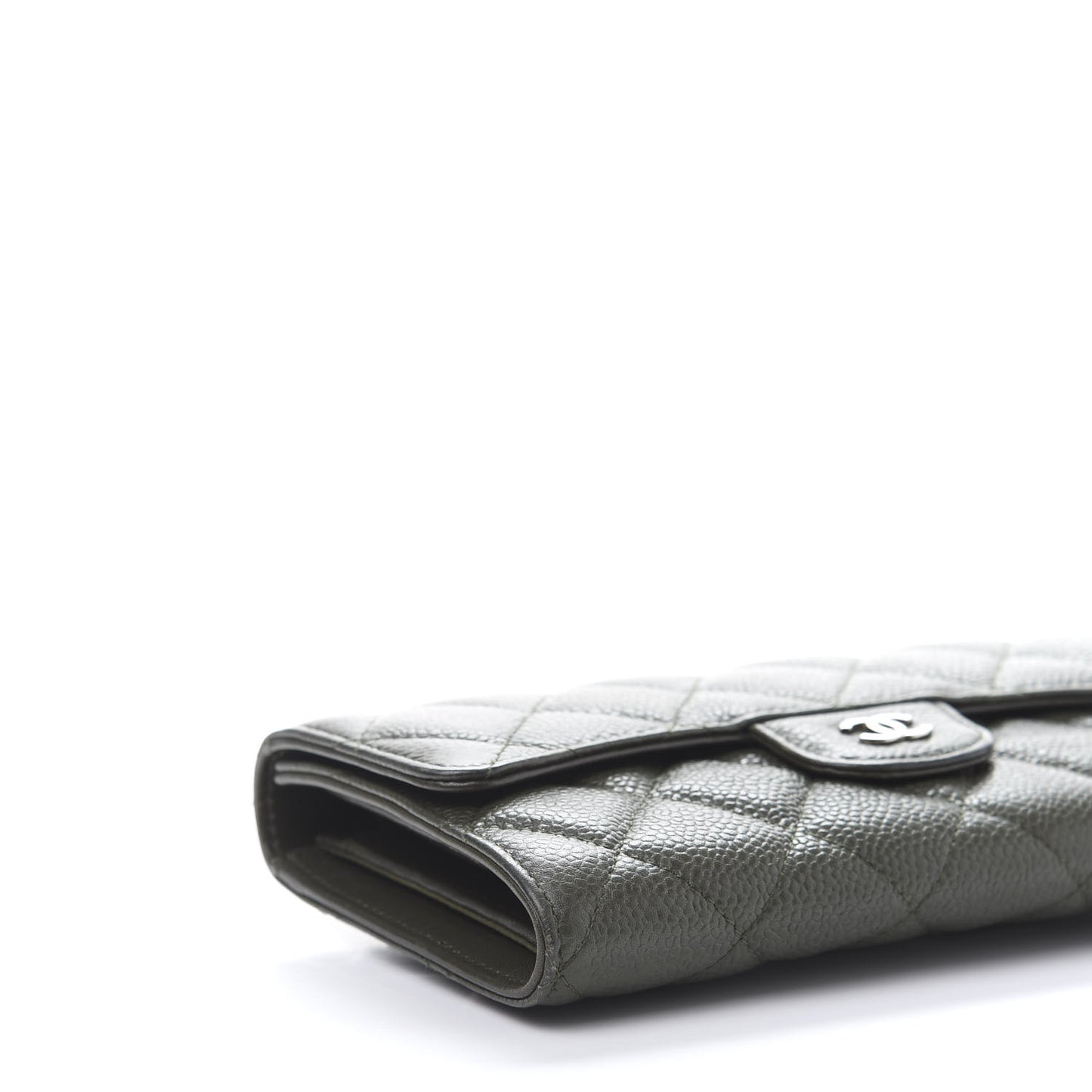 Caviar Quilted Large Flap Wallet Dark Green