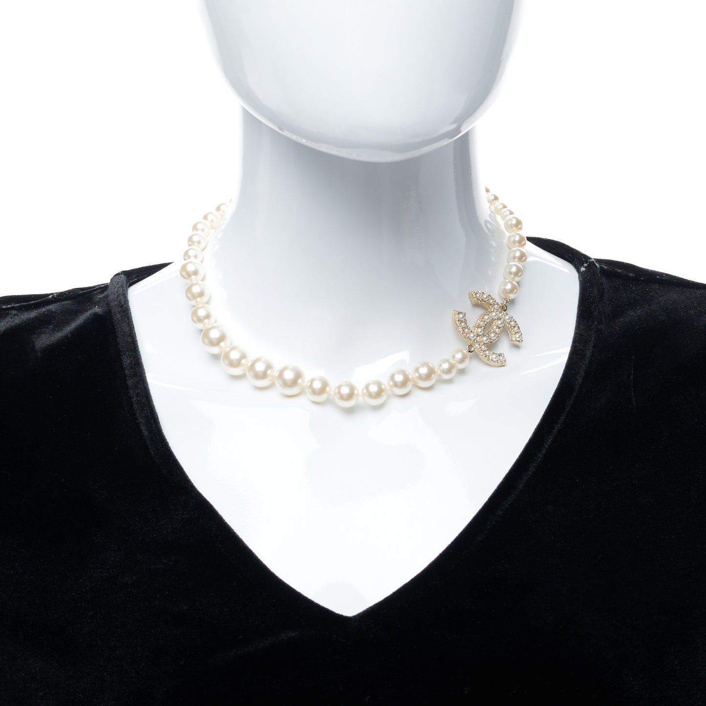 Pearl CC 100th Anniversary Necklace Light Gold
