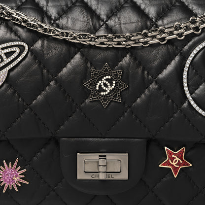 Chanel Aged Calfskin Space Charms 2.55 Reissue 225 Flap Black 8 of 10