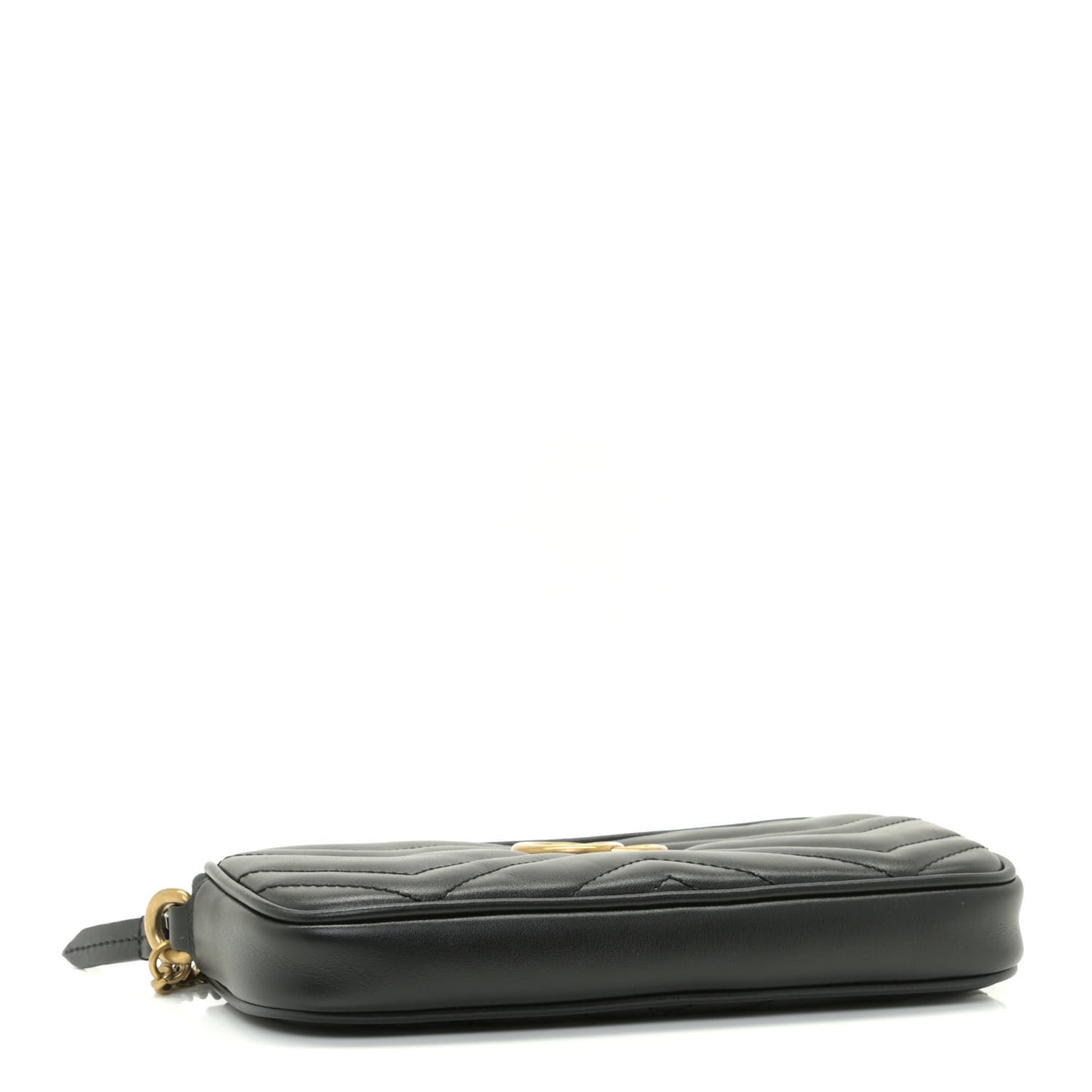 Calfskin Matelasse Mini GG Marmont Chain Crossbody Bag Black