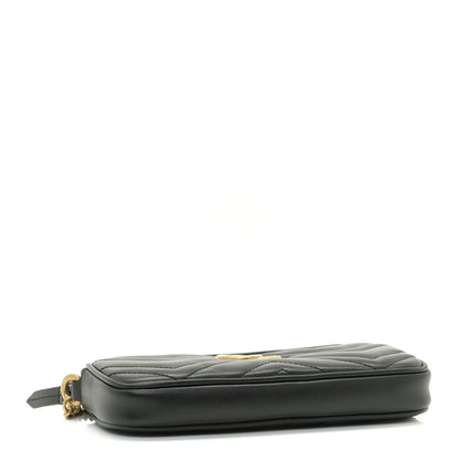 Gucci Calfskin Matelasse Mini GG Marmont Chain Crossbody Bag Black 4 of 9