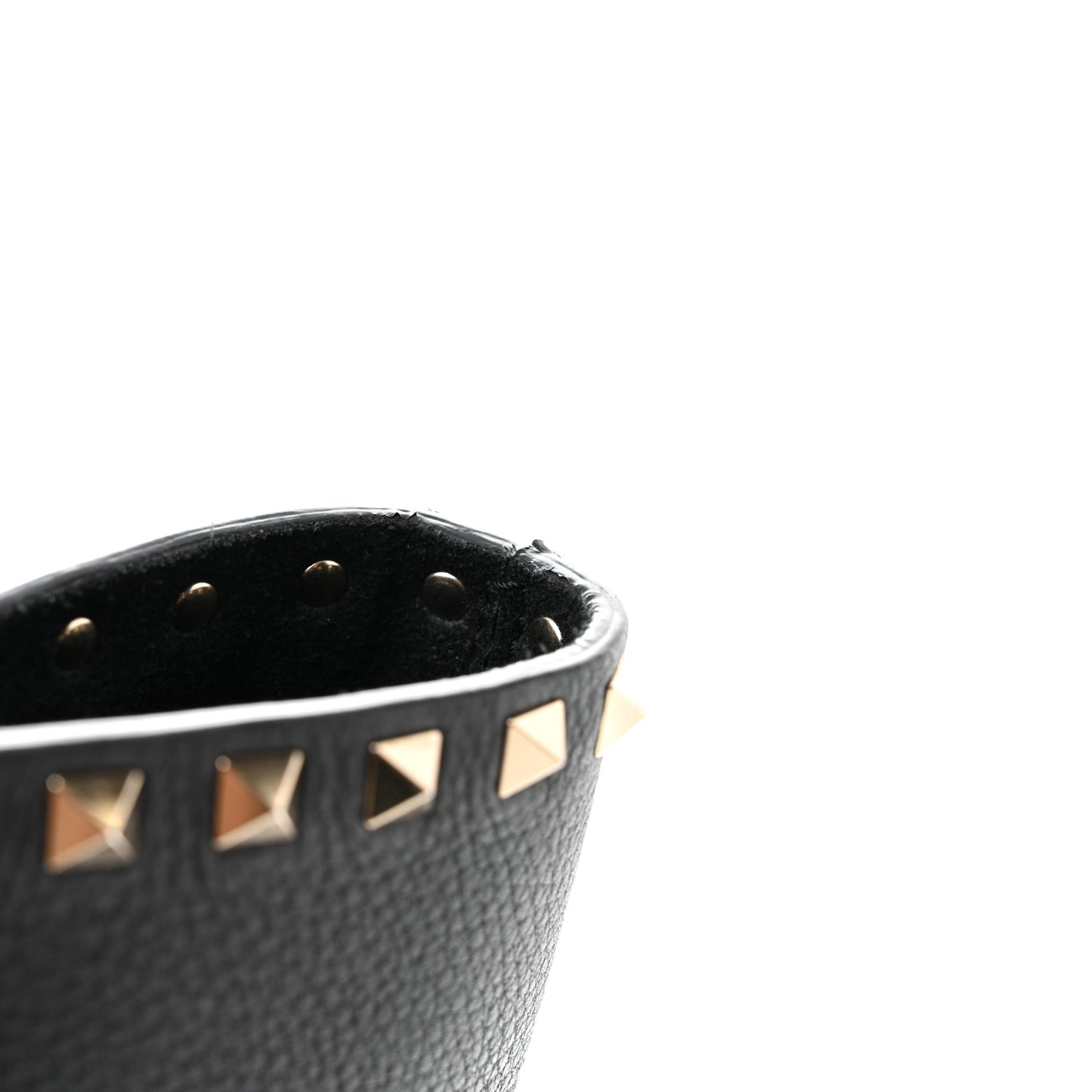 Grained Calfskin Rockstud Shoulder Tote Black