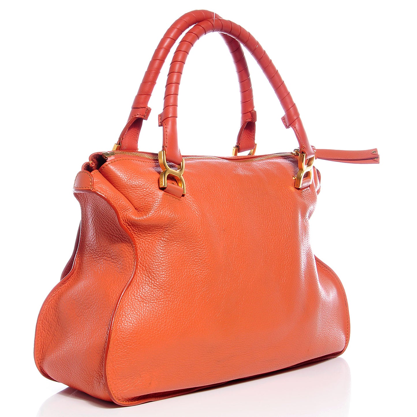 Calfskin Large Marcie Satchel Red Bush