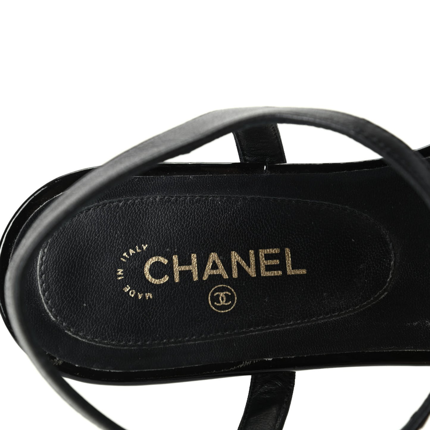 Patent Camellia Thong Sandals 37 Black