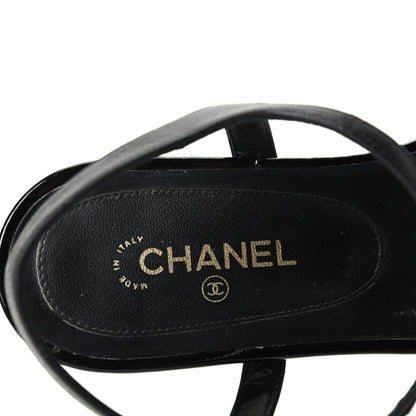 Chanel Patent Camellia Thong Sandals 37 Black 8 of 11