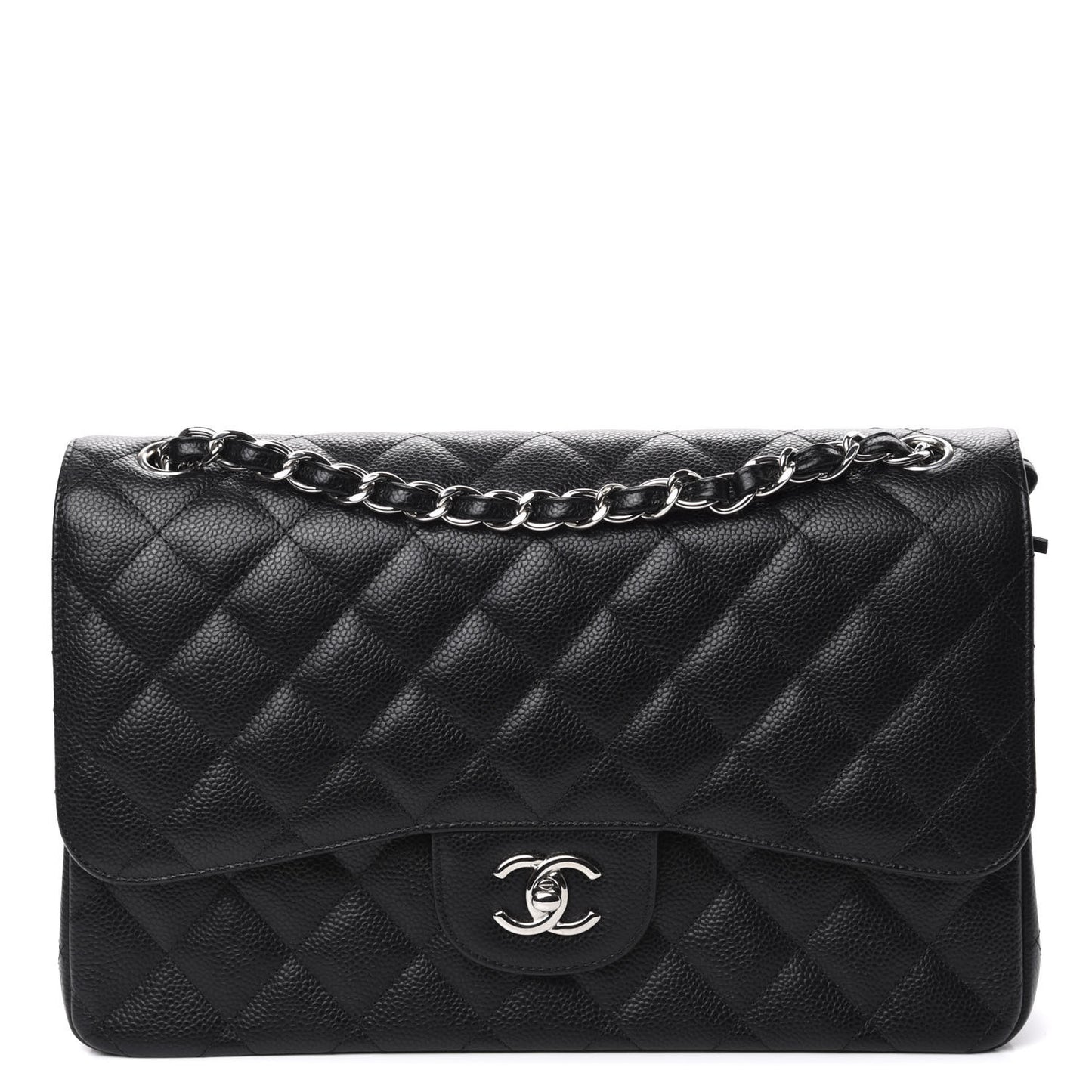 Caviar Quilted Jumbo Double Flap Black