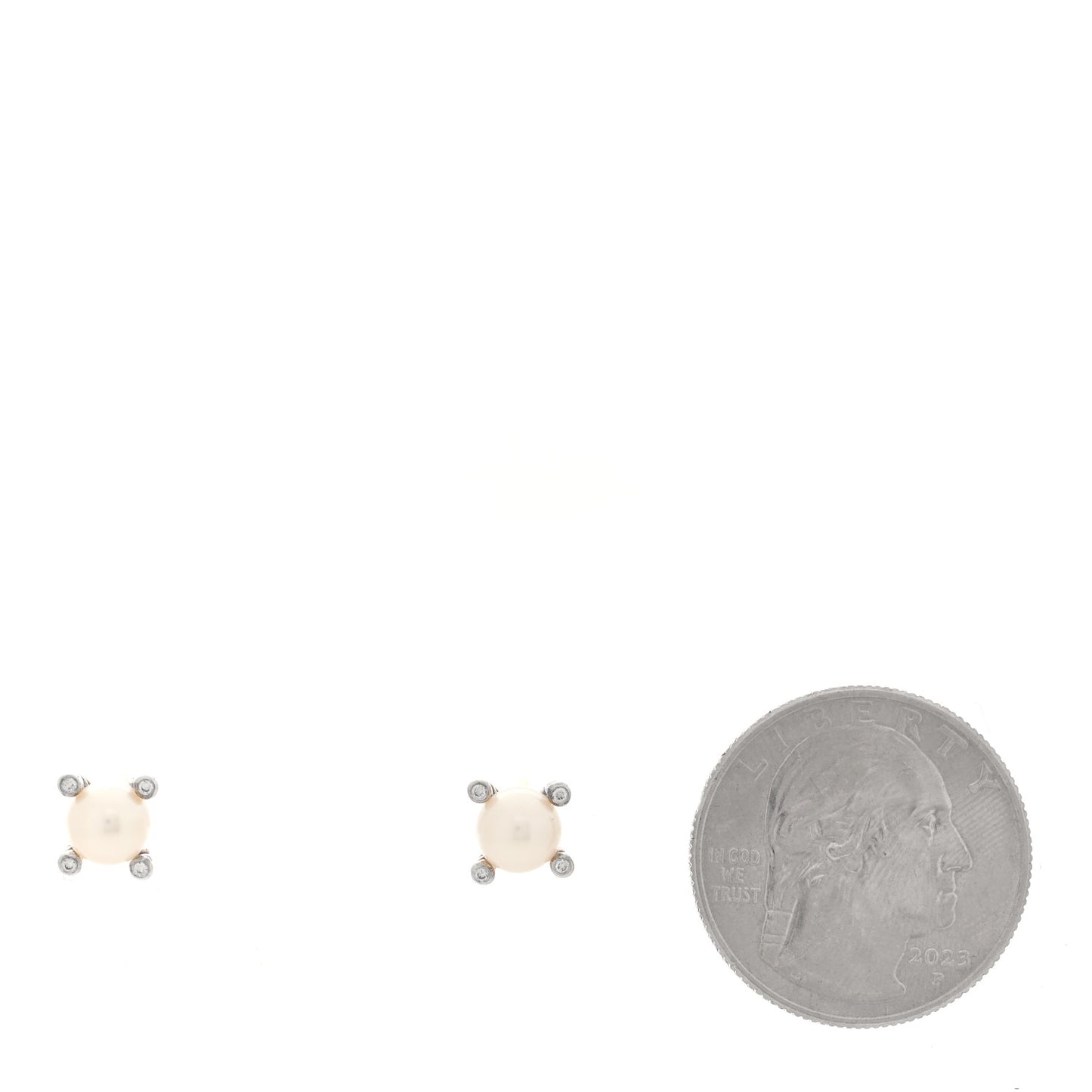 Sterling Silver Diamond Pearl 6-6.5mm Cable Stud Earrings