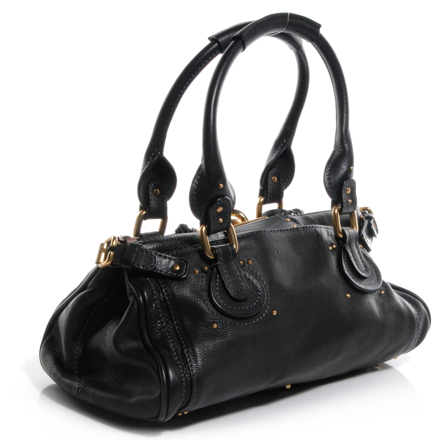 Leather Medium Paddington Satchel Black