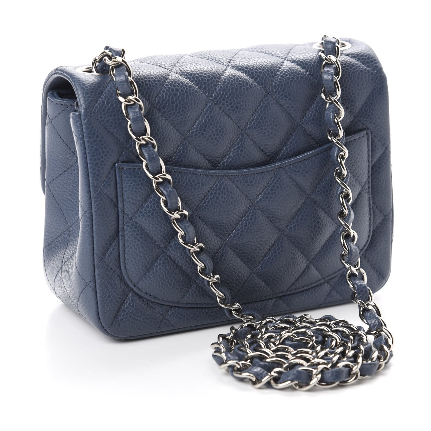 Caviar Quilted Mini Square Flap Dark Blue