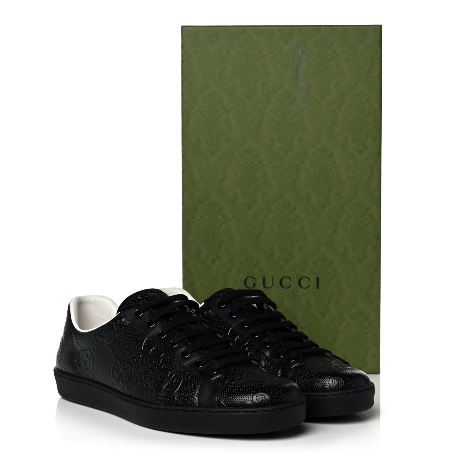 Gucci Calfskin GG Tennis Embossed Mens Ace Sneakers 9.5 Black 12 of 12