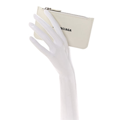 Balenciaga Grained Calfskin Logo Large Cash Long Coin Card Holder White Black 3 of 16
