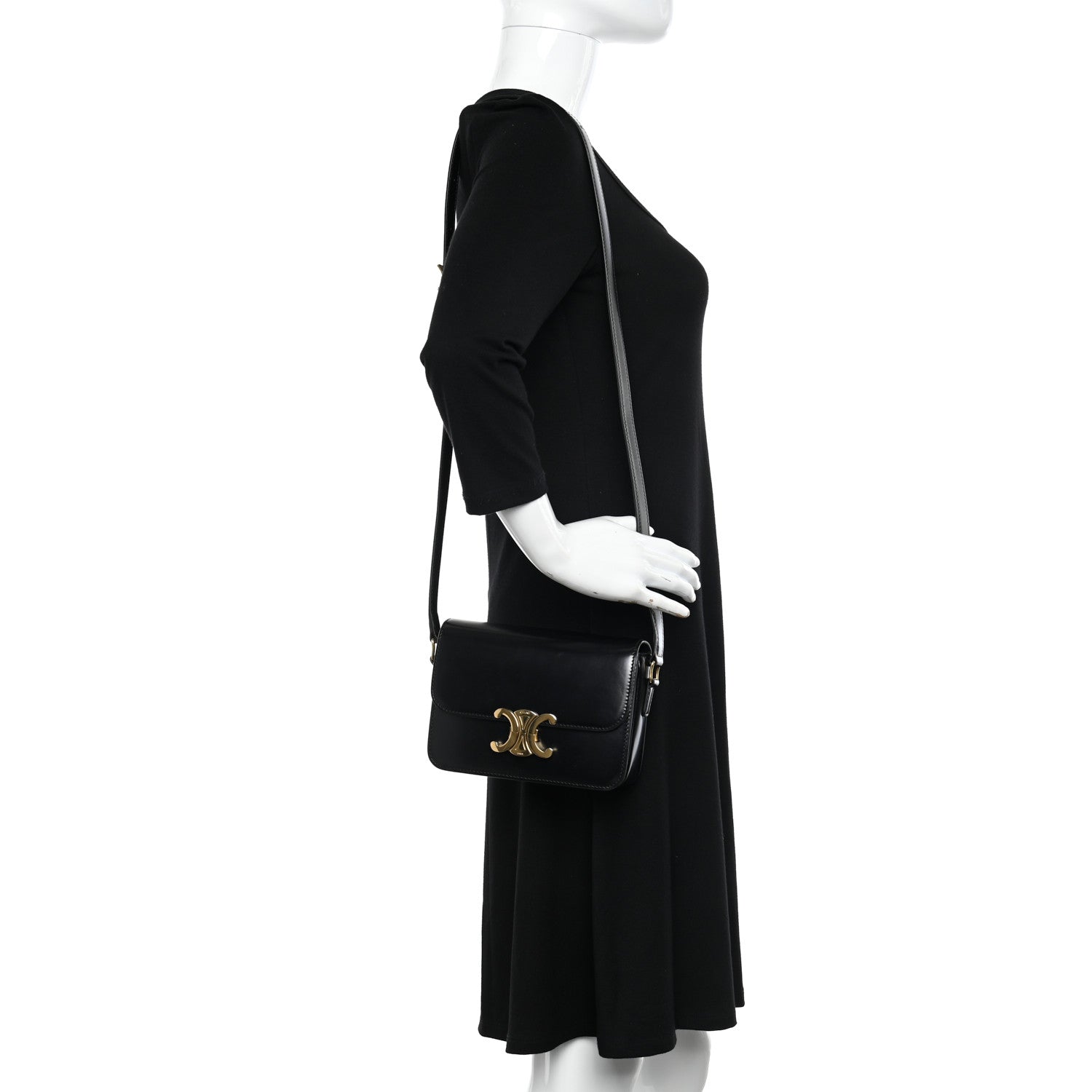 Celine Shiny Calfskin Teen Triomphe Black 2 of 10