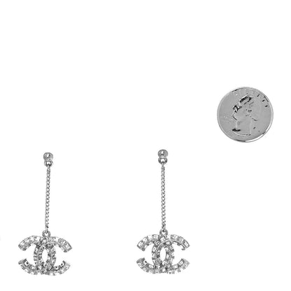 Chanel Baguette Crystal CC Drop Earrings Silver 2 of 5