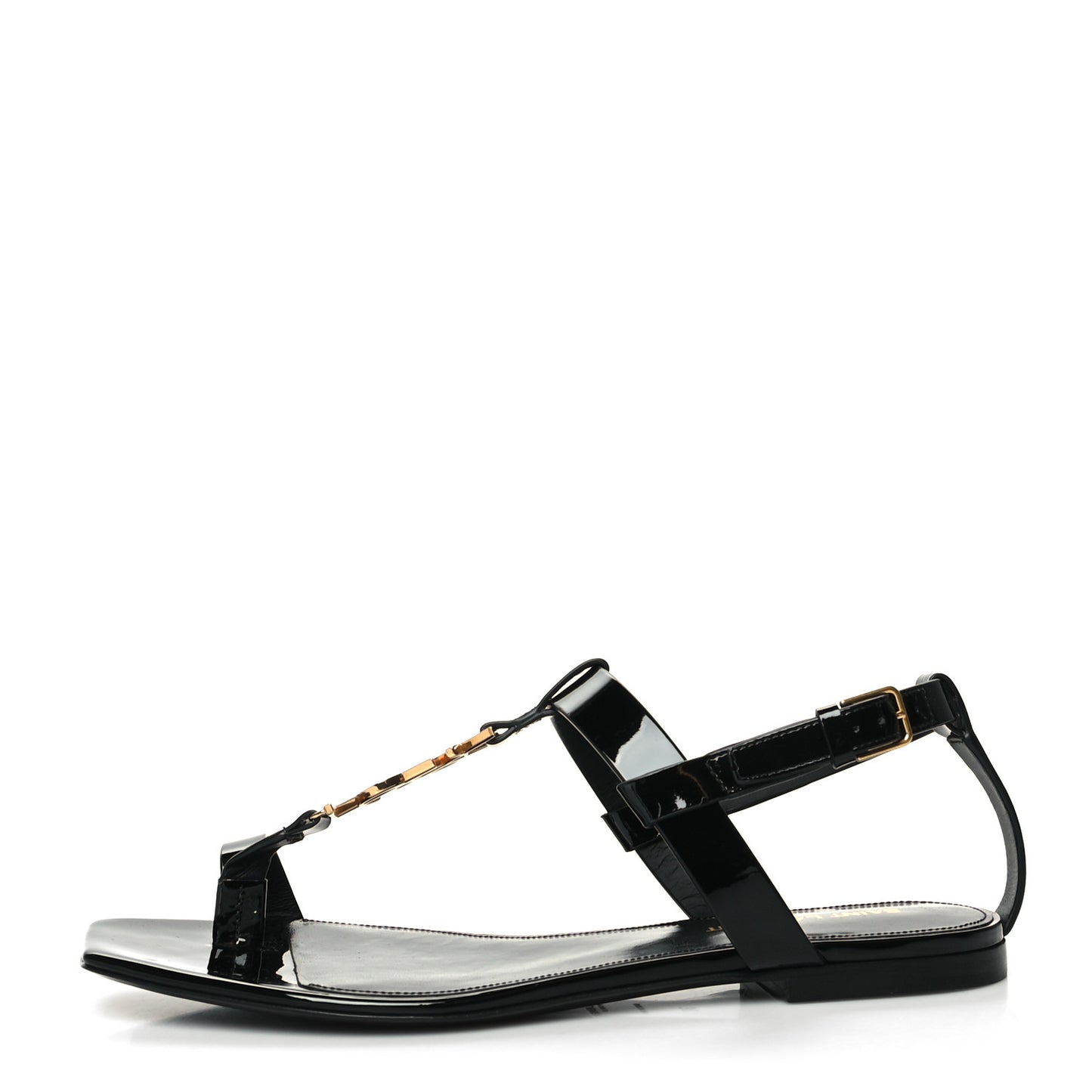 Patent Calfskin Cassandra Monogram Sandals 38 Black
