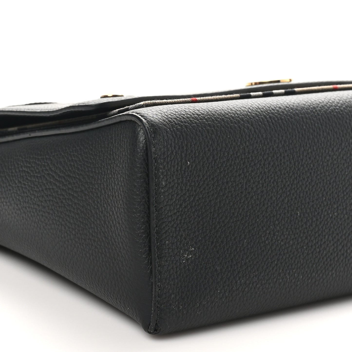 Grainy Calfskin Vintage Check Note Crossbody Bag Black