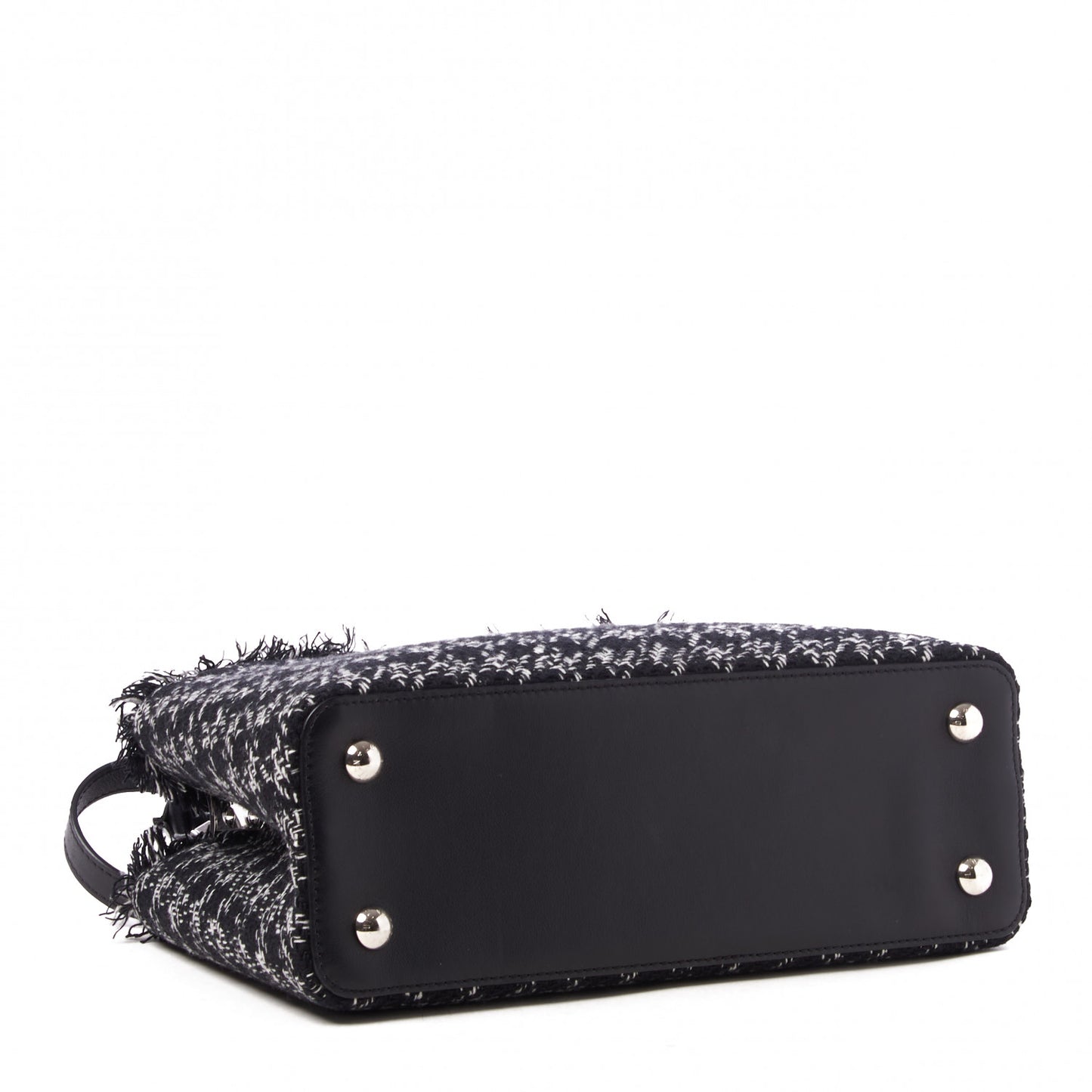 Tweed Calfskin Capucines MM Black White