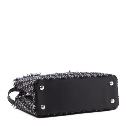 Louis Vuitton Tweed Calfskin Capucines MM Black White 3 of 8