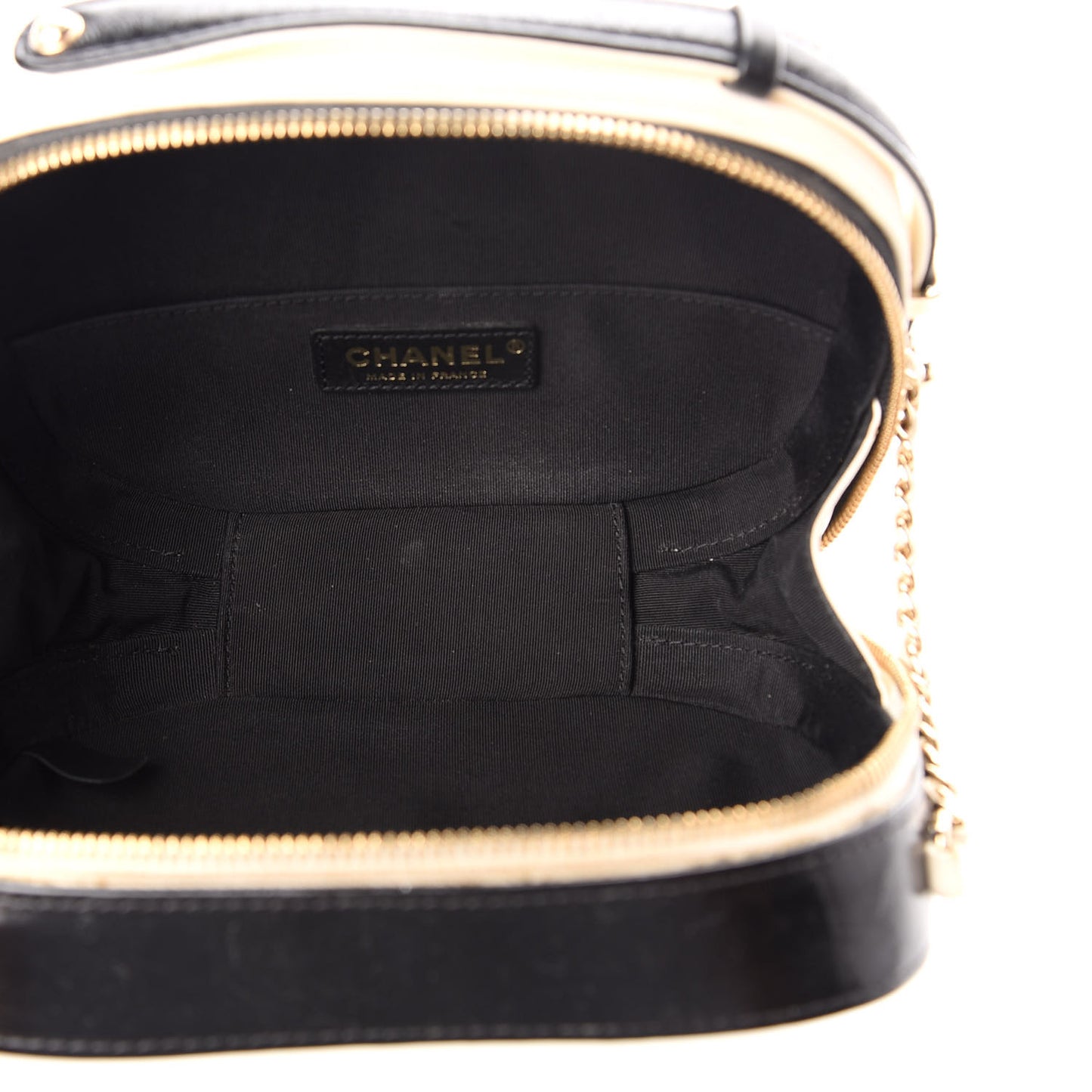 Aged Calfskin Stitched Camera Case Black Light Beige