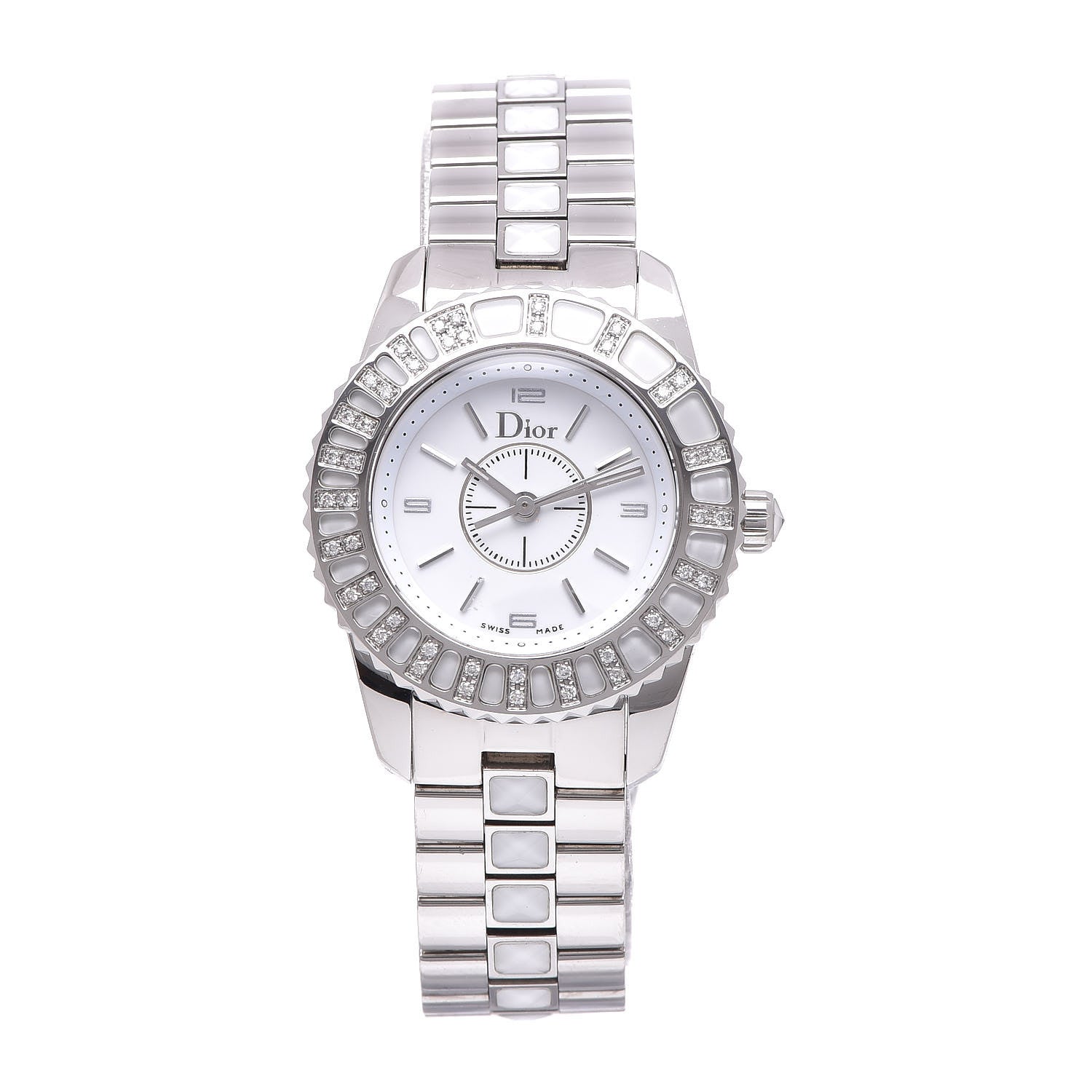 Christian Dior Stainless Steel Diamond Sapphire 29mm Christal Quartz Watch White 1 of 8