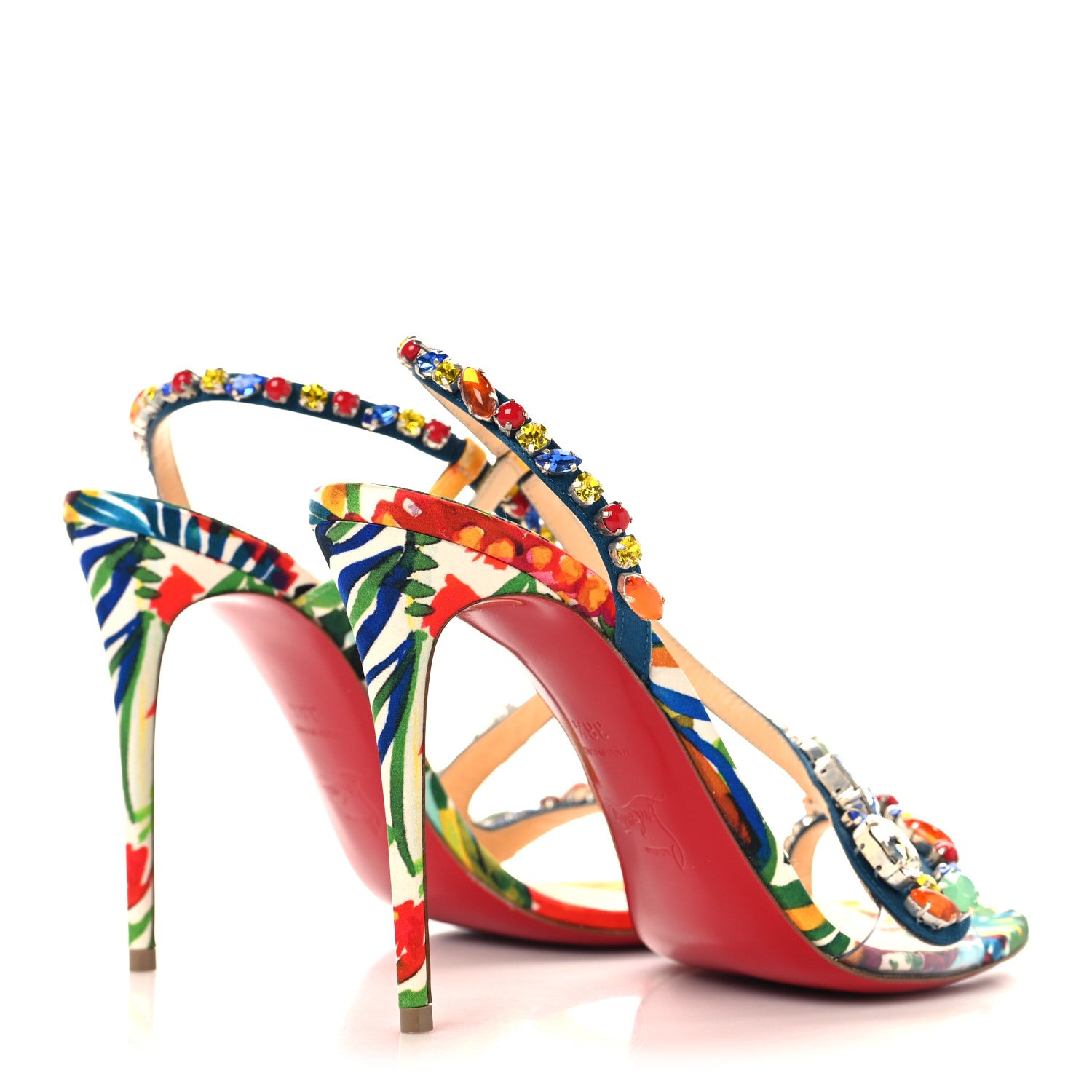 Christian Louboutin Crepe Satin Rosapetra 100 Sandals 38.5 Ludwig Multi 5 of 9