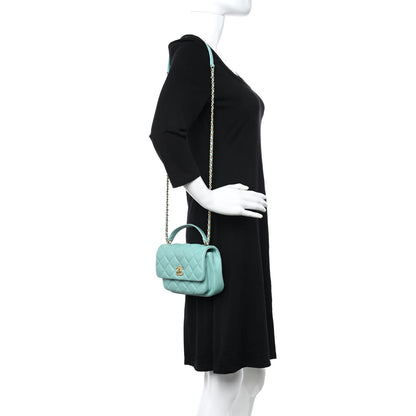 Chanel Calfskin Quilted Top Handle Flap Light Blue 2 of 11