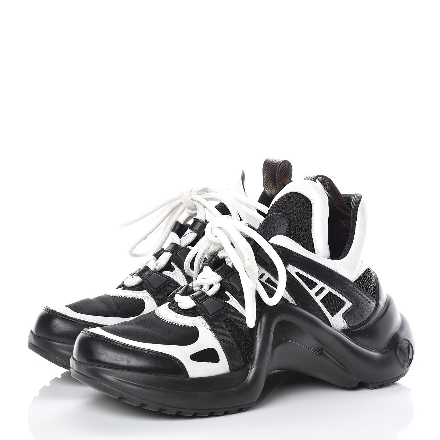 Calfskin Technical Nylon LV Archlight Sneakers 36 Black White
